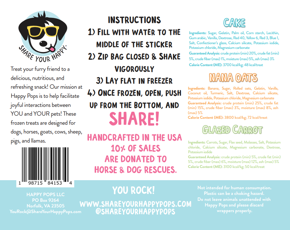 Happy Pops | Farm Animals & Dog Frozen Treat 5-Pack